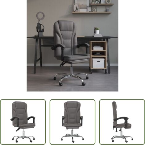 Silla de oficina cuero sintético -  Silla de oficina reclinable cuero sintético gris