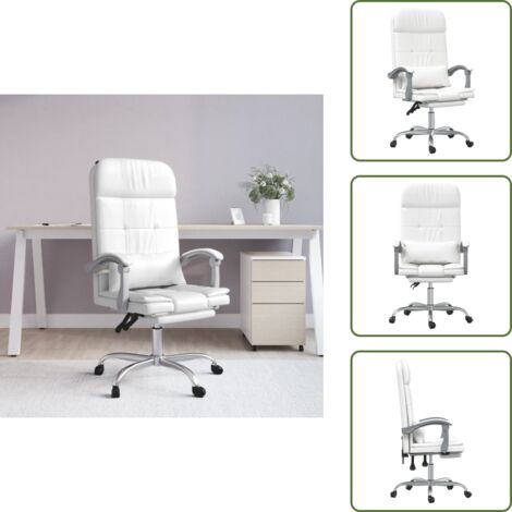 Silla de oficina cuero sintético - vidaXL Silla de oficina reclinable masaje cuero sintético blanco - Silla de oficina ergonómica
