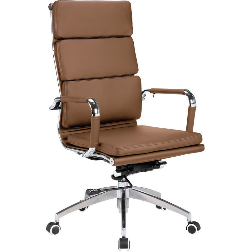 

Herdasa - Silla de oficina, con ruedas y respaldo alto, en piel sintética en marrón, diseño EXECUTIVE. - Marrón