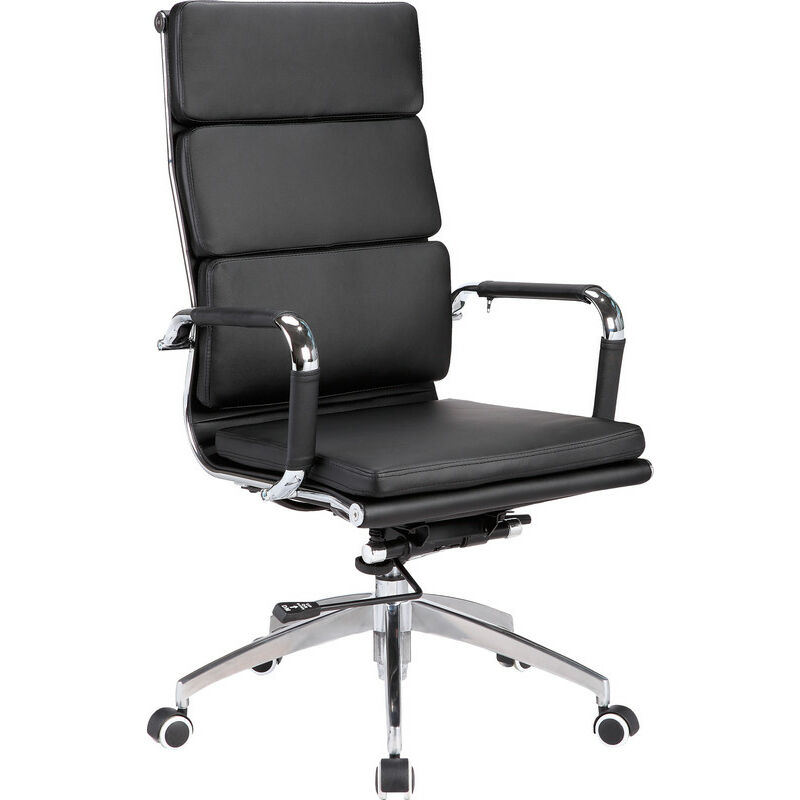 

Herdasa - Silla de oficina, con ruedas y respaldo alto, en piel sintética en negro, diseño EXECUTIVE. - Negro