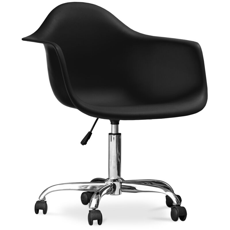 

Privatefloor - Silla de Oficina Weston Estilo Escandinavo Diseño Premium con ruedas Negro Acero, PP, Plástico, Metal, Nylon