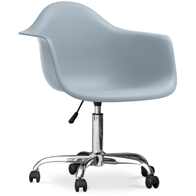 

Privatefloor - Silla de Oficina Weston Estilo Escandinavo Diseño Premium con ruedas Gris claro Acero, PP, Plástico, Metal, Nylon