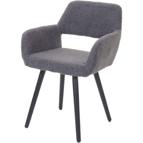 Silla de oficina de comedor retro en tela gris, pies oscuros 040002150