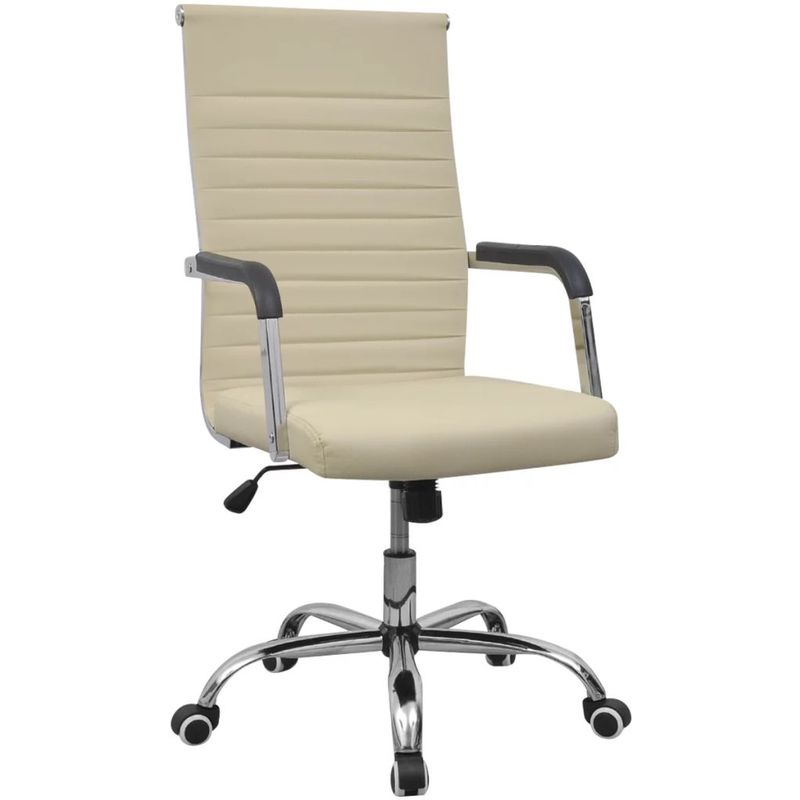 

Silla de oficina de cuero artificial color crema 55x63 cm