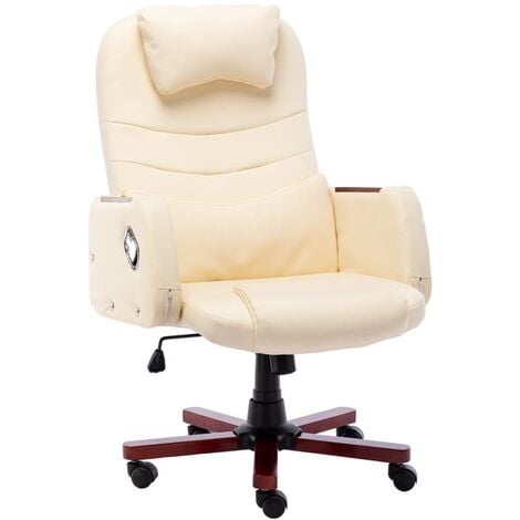 Silla de oficina de cuero sintético crema vidaXL - Crema