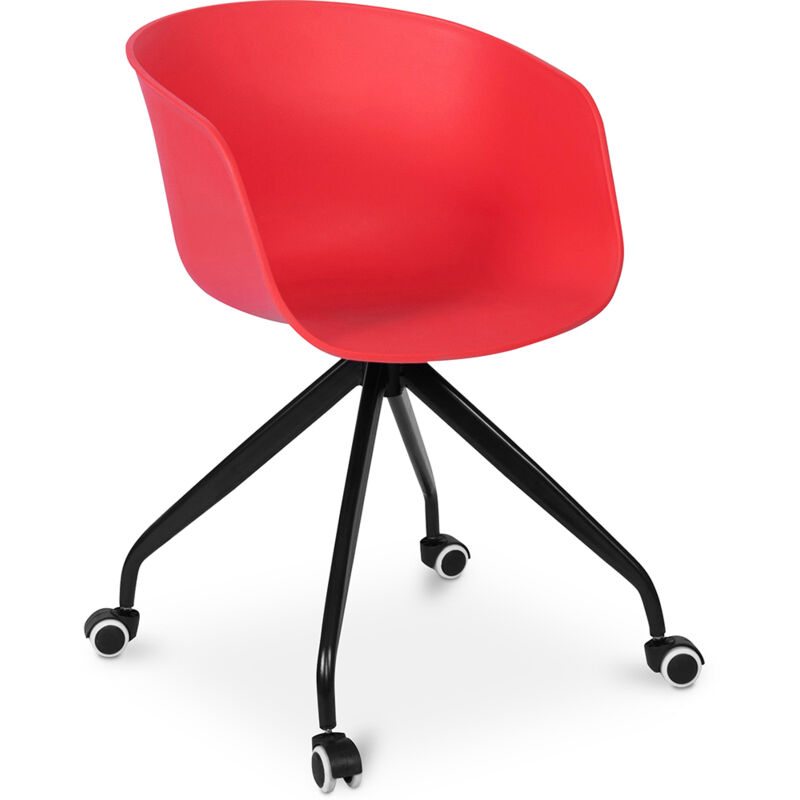

Silla de oficina de diseño con reposabrazos y ruedas Rojo