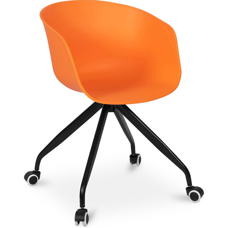 

Silla de oficina de diseño con reposabrazos y ruedas Naranja