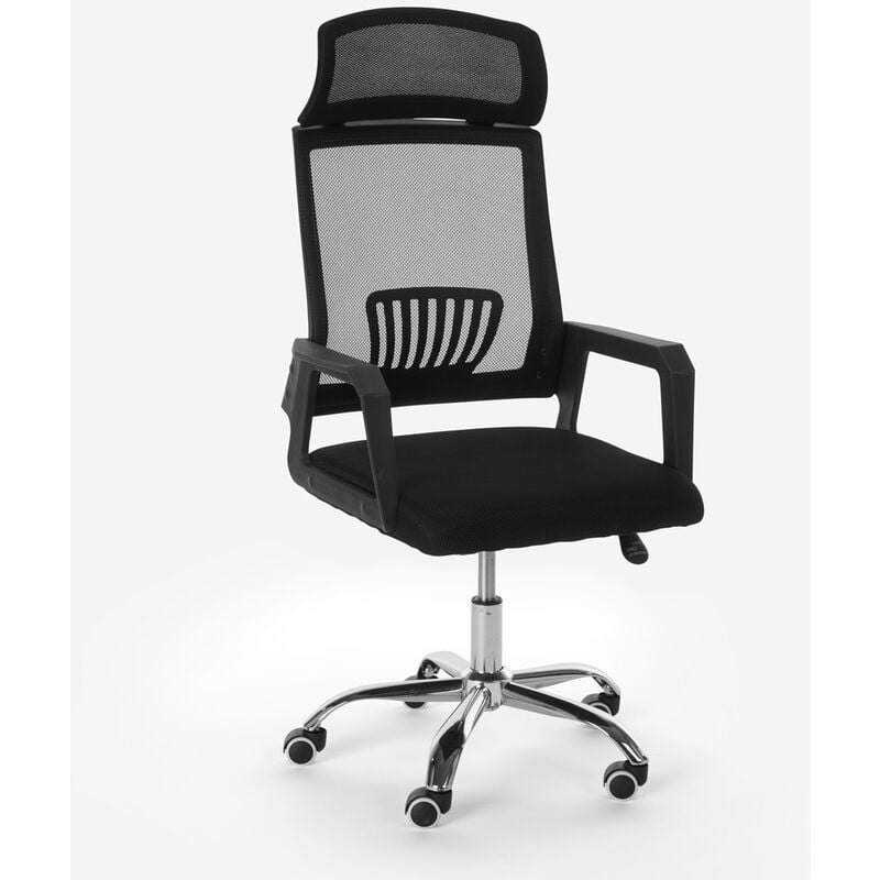 

Silla de oficina de diseño ergonómico con reposacabezas de tela inclinable Baku