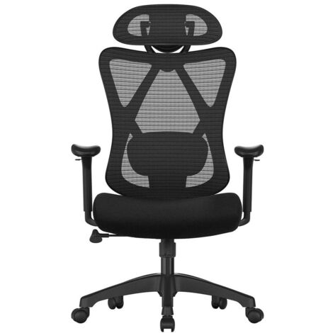 Silla de oficina de lona silla de ordenador asiento ergonómico soporte lumbar ajustable reposacabezas ajustable respaldo reclinable capacidad de carga de 150 kg altura ajustable color negro 120004856
