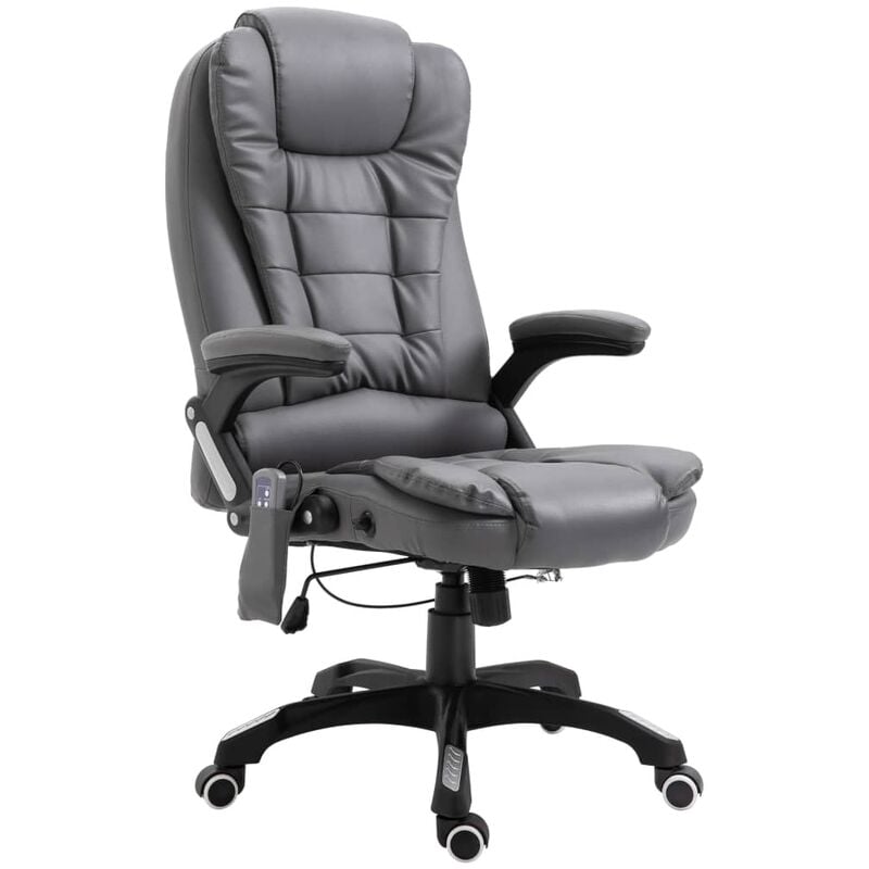

Rogal Home&Deco Silla de oficina de masaje de cuero sintético gris antracita