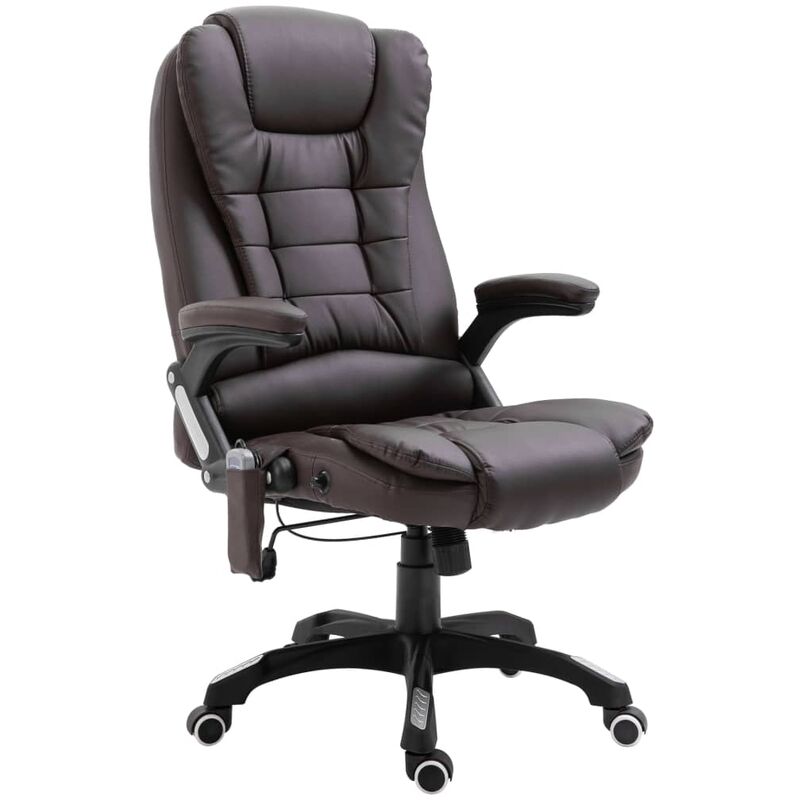 

vidaXL Silla de Oficina de Masaje de Cuero Sintético Marrón - Marrón