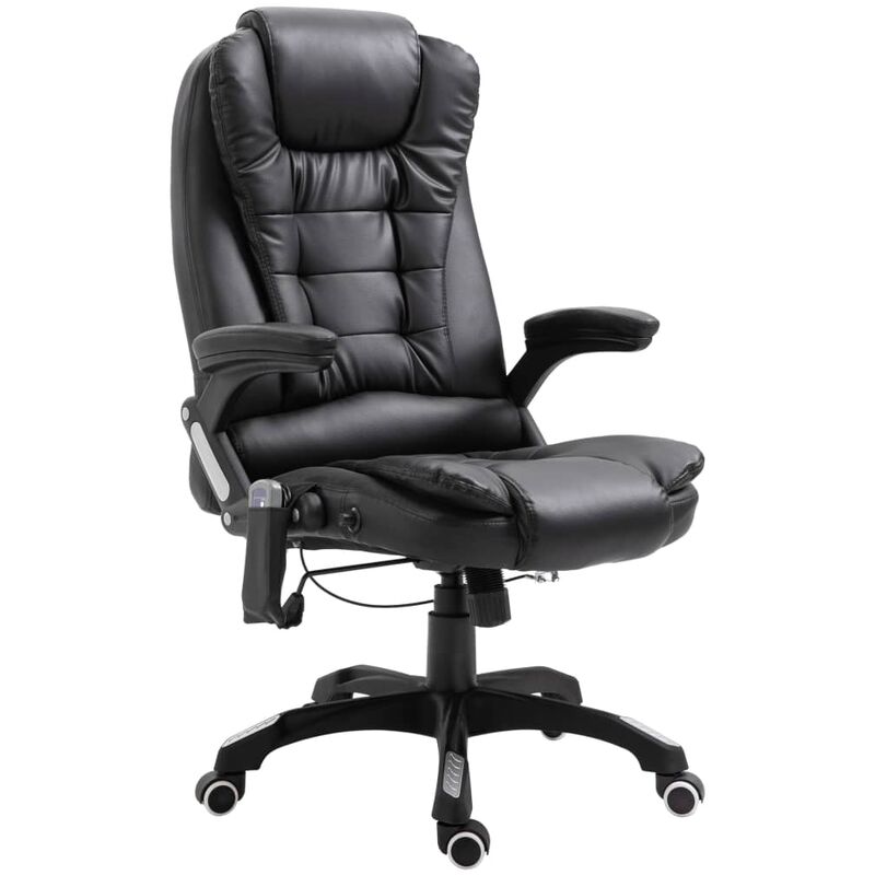 

Silla de oficina de masaje de cuero sintético negra - Negro