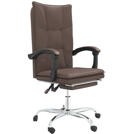 Silla de oficina de piel sintética marrón con asiento giratorio y reclinable adecuada para uso con ordenador o estudio 020024253