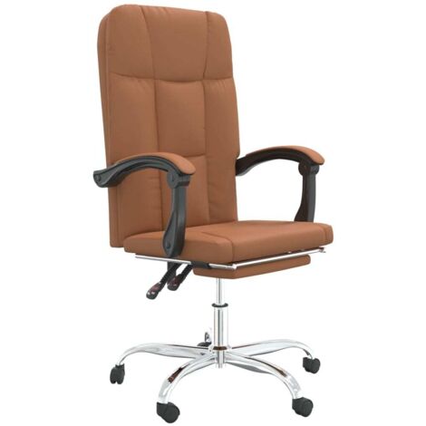 Silla de oficina de piel sintética marrón con asiento giratorio y reclinable adecuada para uso con ordenador o estudio 020024257