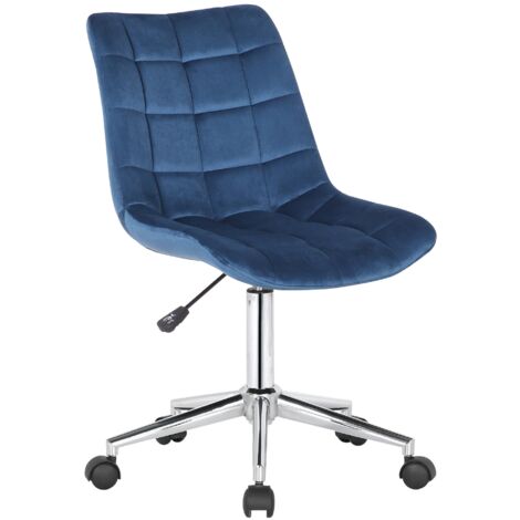 Silla de oficina de terciopelo azul con ruedas diseño moderno regulable en altura BUR10593