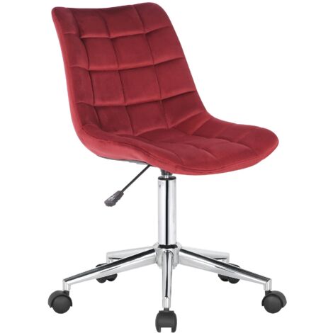 Silla de oficina de terciopelo rojo con ruedas diseño moderno regulable en altura BUR10599