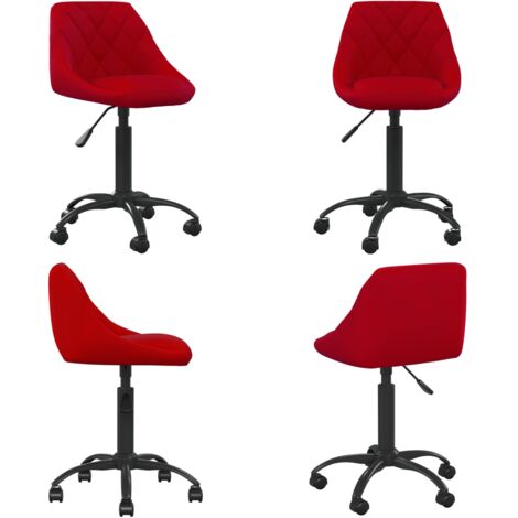 Silla de oficina de terciopelo rojo tinto - Silla de oficina ajustable - Silla de oficina con ruedas