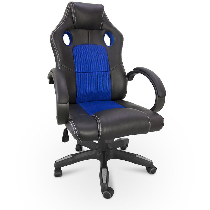 

Silla de oficina deportiva ergonómica con altura regulable en símil piel Le Mans Sky