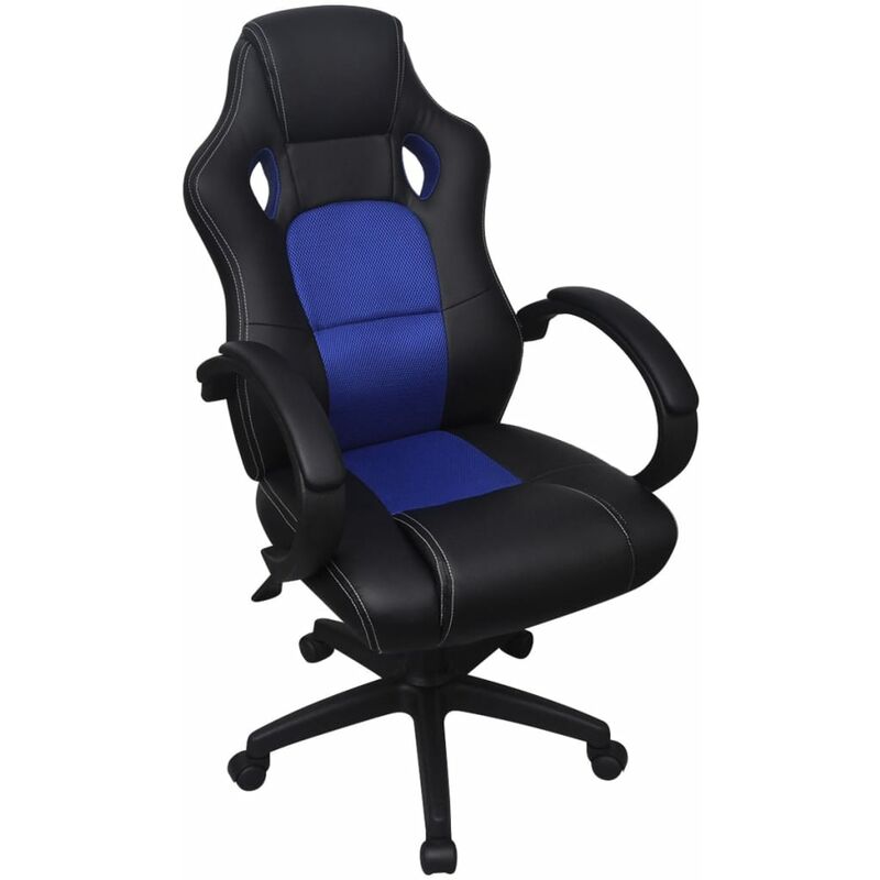 

Silla de Oficina Ejecutiva de Carreras Azul Cuero Sintético - Azul
