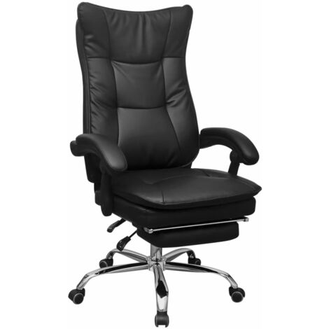 Silla de Oficina Ejecutiva Reclinable con Reposapiés Negro