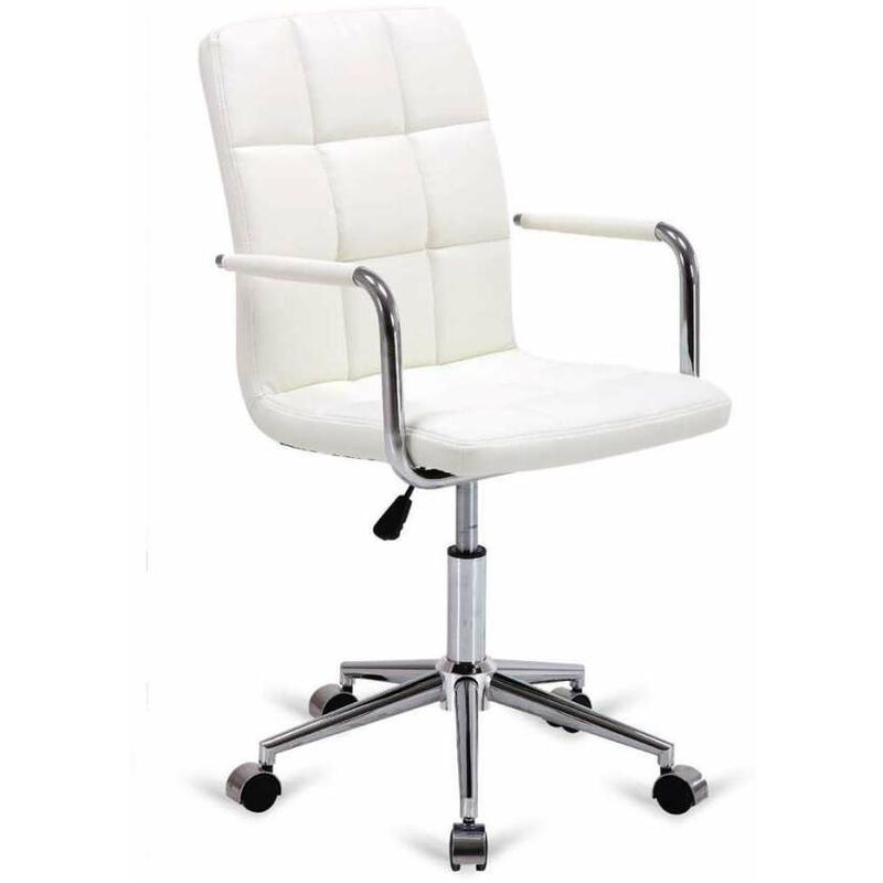 

Silla de oficina en polipiel elevable modelo Karla. 96-86 cm(alto)51 cm(ancho)53 cm(fondo) Color BLANCO