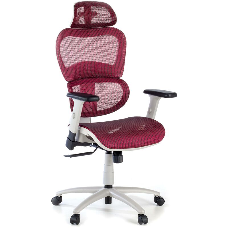 

Silla de oficina Ergocity white cojin lumbar brazos 3D rojo - rojo