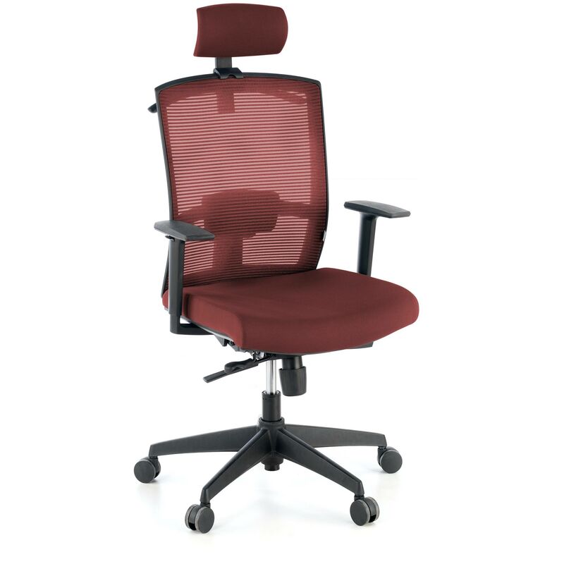 

Silla de oficina ergonómica Kendo con reposacabezas burdeos - rojo