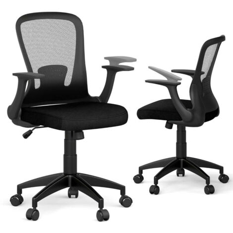 Silla de oficina ergonómica 62 x 54 x 94-104 cm con respaldo regulable y reposabrazos abatibles en malla negra 200011093