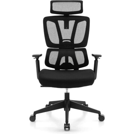 Silla de oficina ergonómica ajustable 72 x 72 x 117-126,5 cm soporte lumbar adaptable diseño moderno en malla negra 200021065