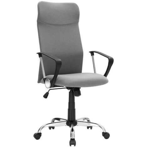 Silla de oficina ergonómica asiento giratorio acolchado tapizado en tela altura regulable mecanismo de inclinación capacidad de carga 120 kg gris 120005876