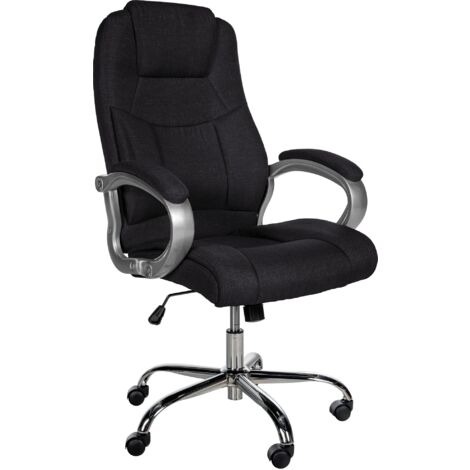 Silla de oficina ergonómica cómoda en tela negra y metal cromado 100002386
