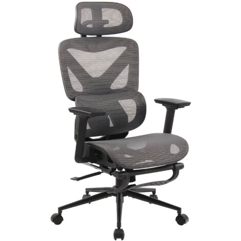 Silla de oficina ergonómica con malla transpirable color gris reposacabezas ajustable y reposapiés integrado 100007068