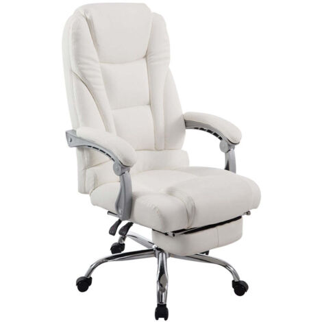 Silla de oficina ergonómica con reposapiés extensible sintético blanco BUR10170