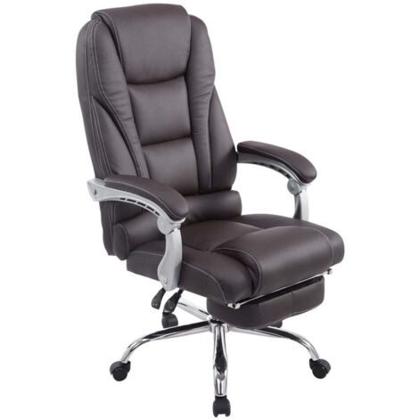 Silla de oficina ergonómica con reposapiés extensible sintético marrón BUR10167