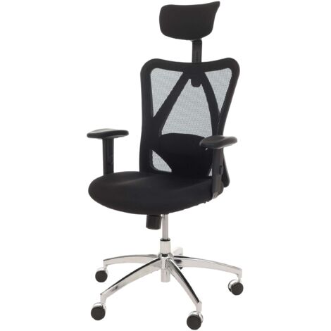 Silla de oficina ergonómica con soporte lumbar ajustable reposacabezas y reposabrazos ajustables mecanismo giratorio de 360° en 3 posiciones respaldo de malla negra 040009440