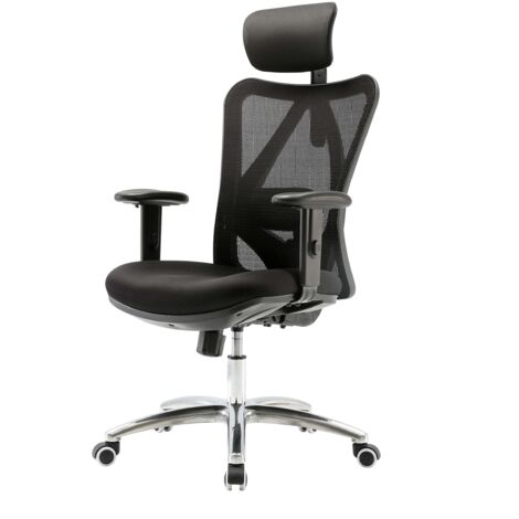 Silla de oficina ergonómica con soporte lumbar regulable en 3 posiciones en malla negra 040006214