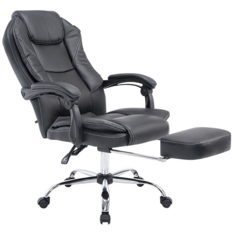 Silla de oficina ergonómica en sintético negro con reposapiés y brazos BUR10375