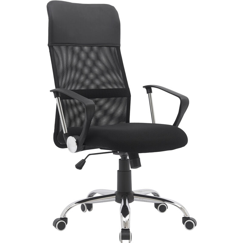 

Silla de oficina ergonómica giratoria con asiento de malla transpirable con respaldo ajustable negro 64x50x107cm - Negro