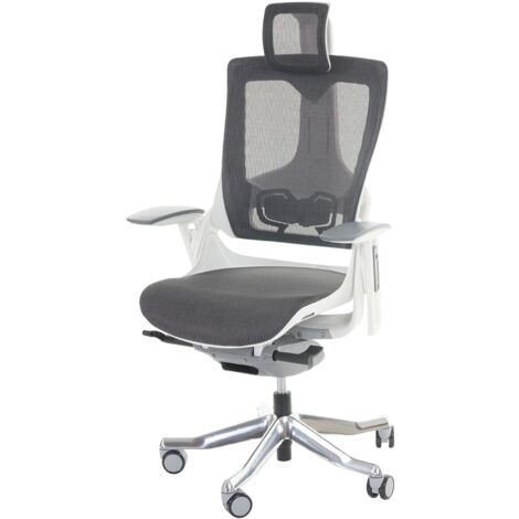 Silla de oficina ergonómica giratoria con reposabrazos y respaldo tapizado/malla negro-gris 040001894