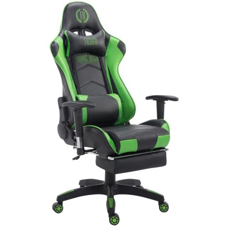 Silla de oficina ergonómica respaldo regulable con reposapiés sintético negro/verde BUR10134