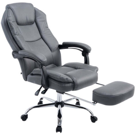 Silla de oficina ergonómica sintética gris con reposapiés y brazos BUR10380