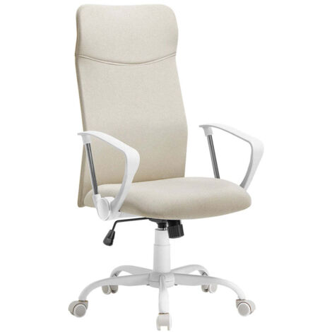 Silla de oficina ergonómica tapizada giratoria asiento de tela altura regulable mecanismo de inclinación carga 120 kg beige 120005877