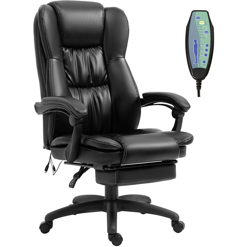 

Silla de Oficina Ergonómica y Giratoria Ajustable en Altura con 6 Puntos de Masaje Control Remoto y Reposapiés Retráctil 68,5x68,5x119-127 cm - Negro