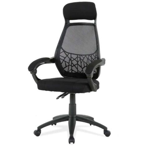 Silla de oficina Erika en negro. Alto: 114,5-122,5, Ancho: 62, Fondo: 58.