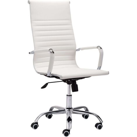 Silla de Oficina Estudio Jou Estilo Contemporáneo en Color Blanco con Ruedas, Reposabrazos y Regulable 64x116x64 cm