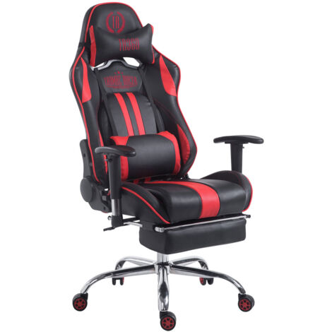 Silla de oficina gaming con mecanismo basculante y reposapiés extensible en PVC negro/rojo 100002746