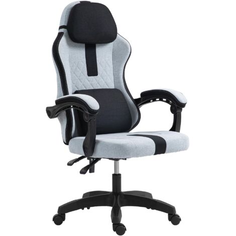 Silla de oficina gaming con reposacabezas y reposabrazos acolchados gris/negro 100007074