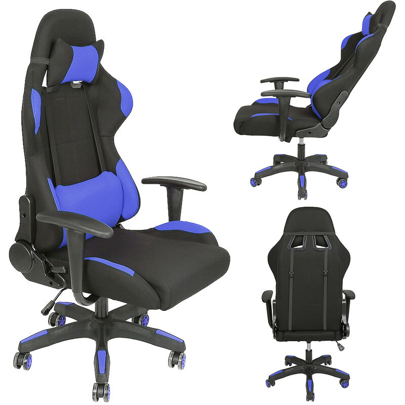 

Silla de oficina Gaming Gamer Swivel Racing Tilt 150 ° azul