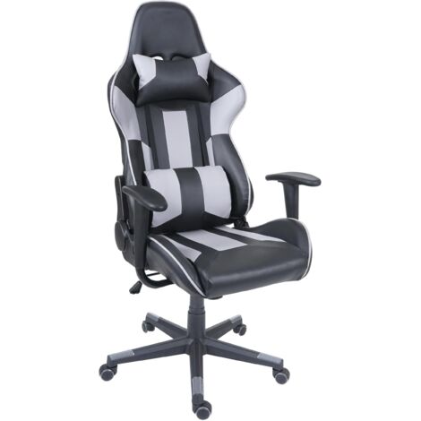 Silla de oficina gaming sillón con ruedas mecanismo mecedor en sintético negro/gris 040001852