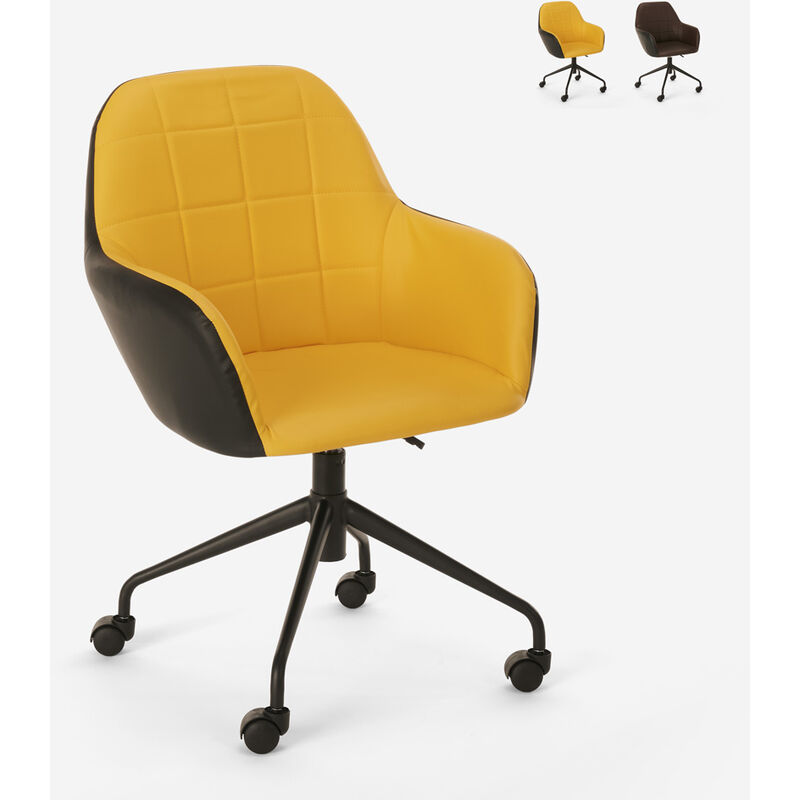 

Franchi Bürosessel - Silla de oficina giratoria acolchada de diseño moderno con altura ajustable Narew | Color: Amarillo